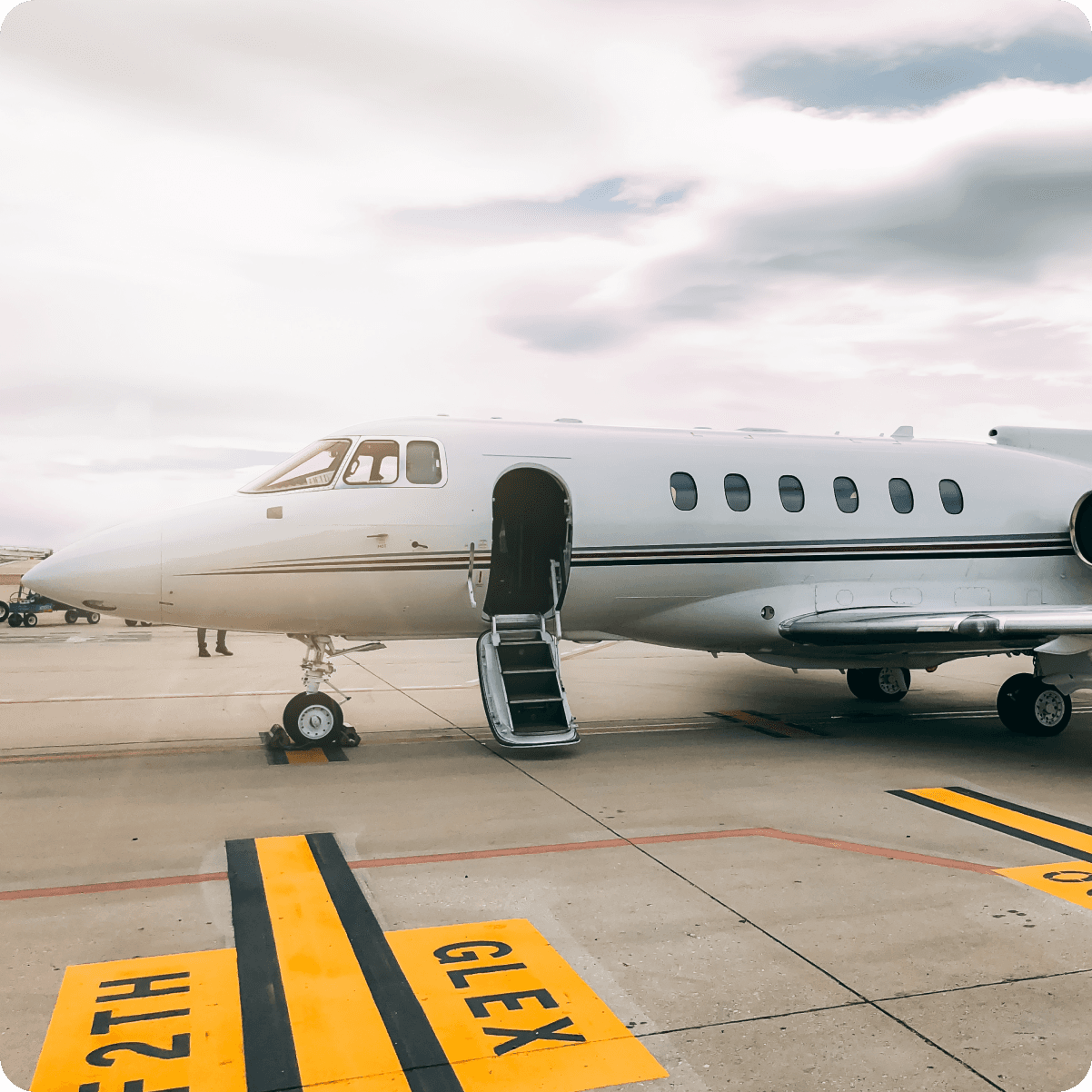 Private jet on airport tarmac